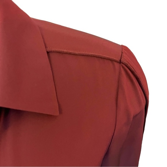 Vince Designer Burgundy Silk Shirt Dress - Picture 5 of 16